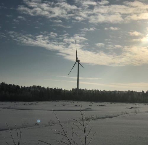 Winter photo of wind turbine